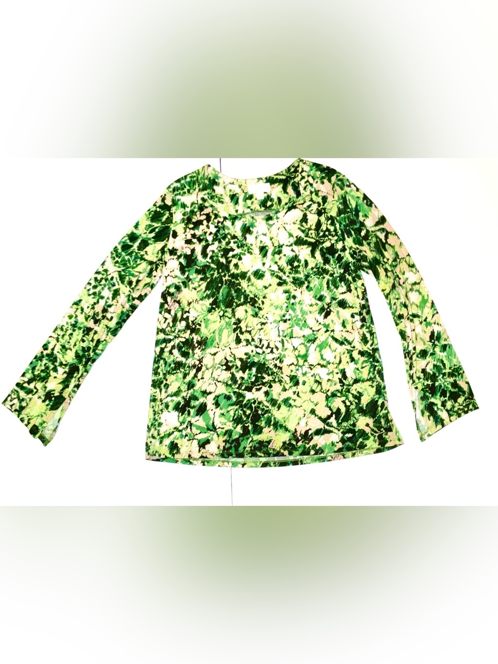 Belle by Kim Gravel-Size 8-Floral Watercolor Long Sleeve Pullover Blouse